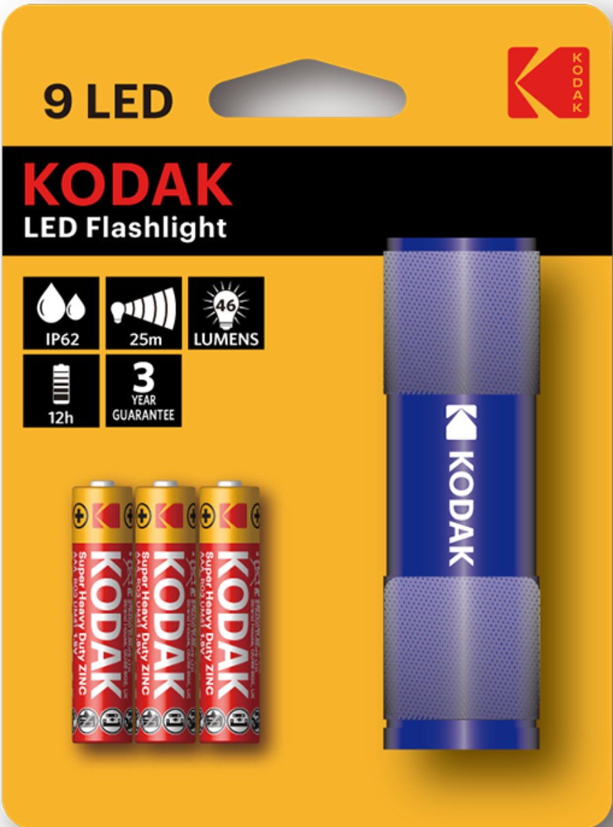 9-LED lommelykt inkl. batterier