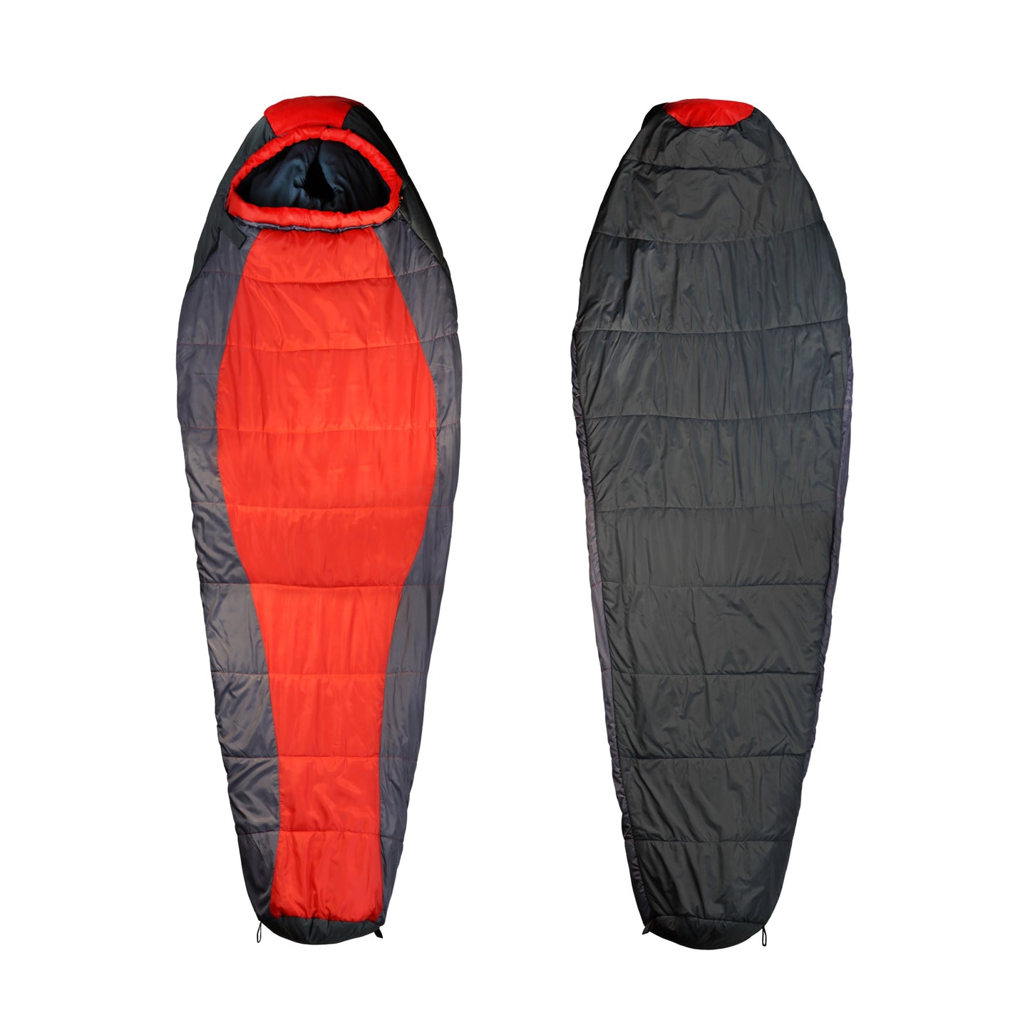 Rød sovepose foran og bak