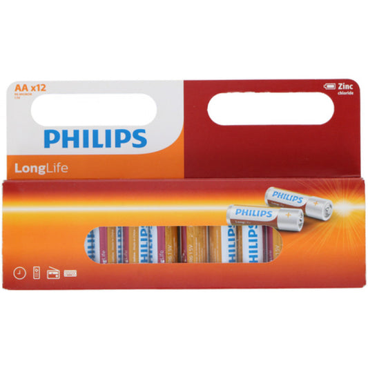 Philips longlife AA/R6 batterier 12-pk